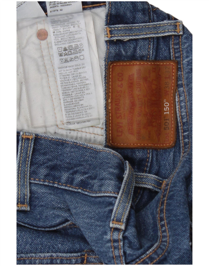 Мужские прямые джинсы LEVI'S 501 W38 L32 синие, хлопок