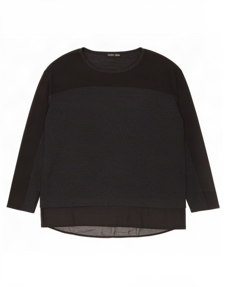 Женский топ оверсайз Zara UK 14 с длинным рукавом, средний черный, вискоза