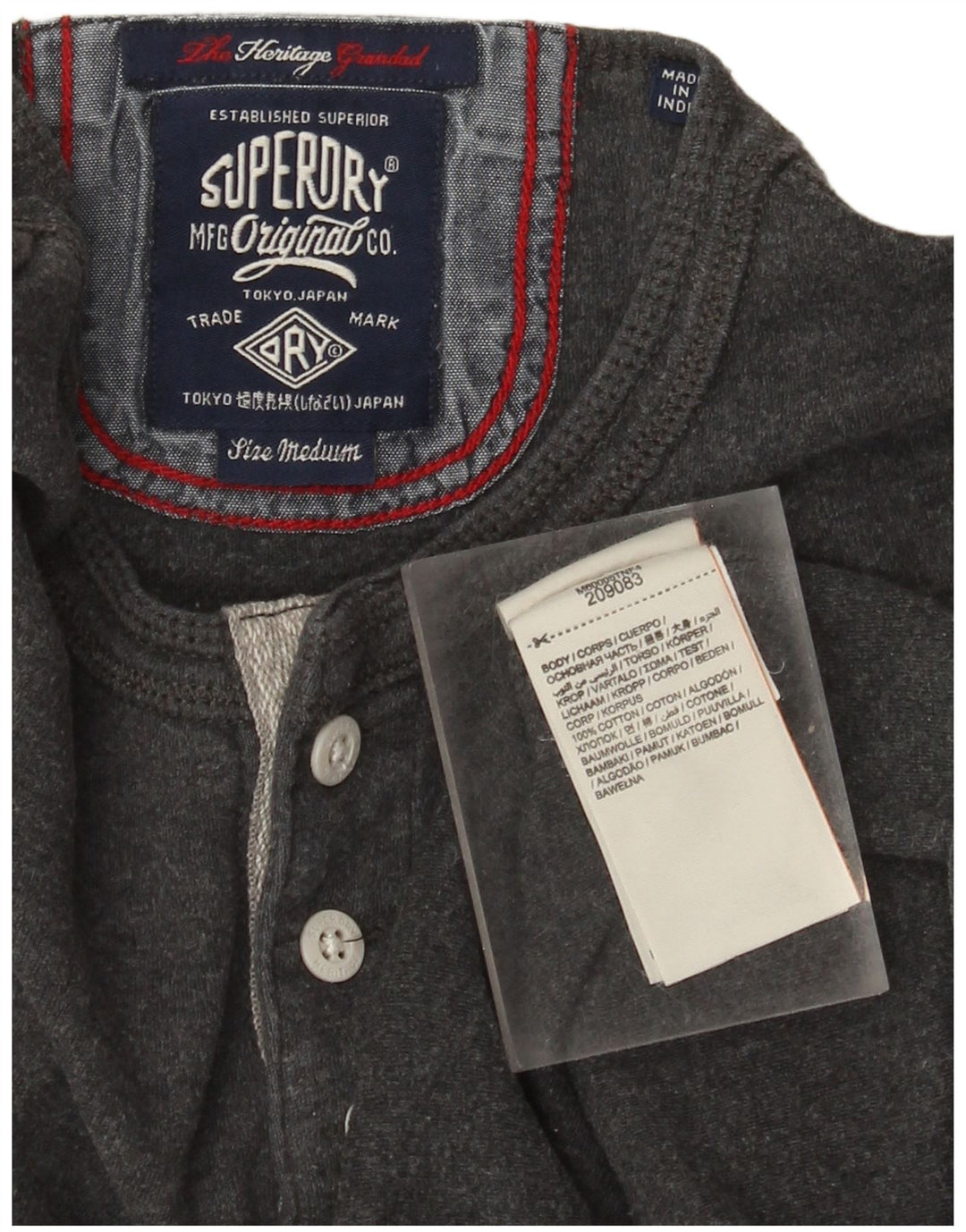 Мужской топ Superdry Heritage с длинным рукавом, средний серый хлопок