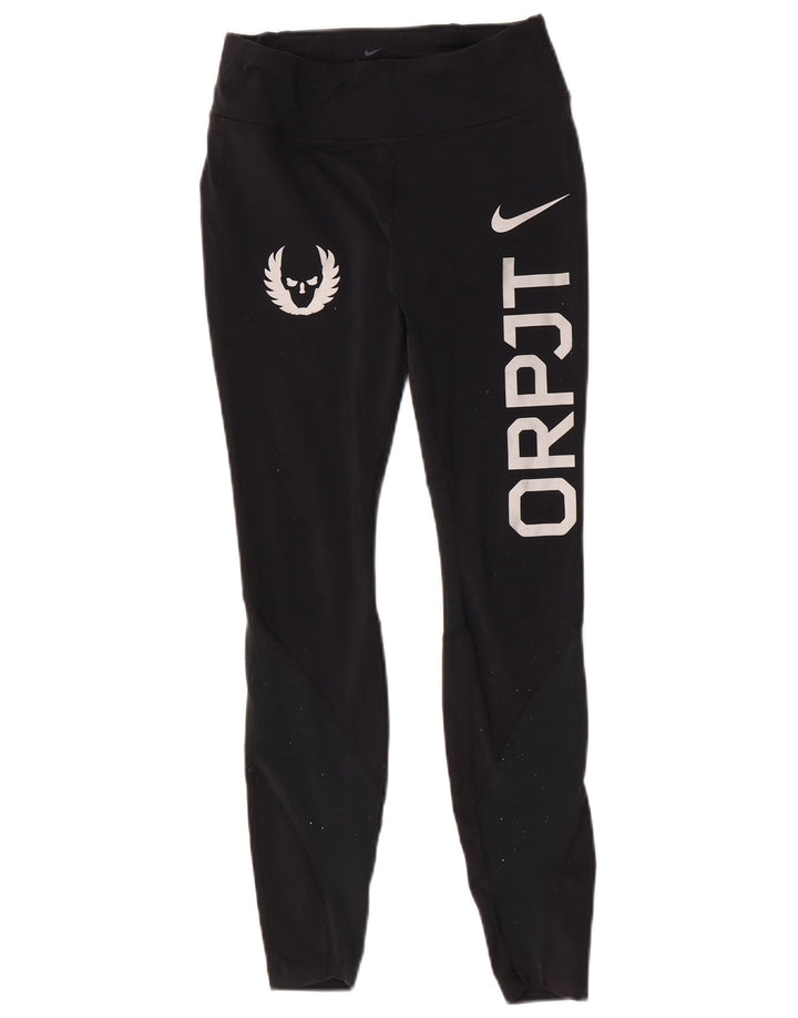 Женские леггинсы с рисунком Nike Oregon UK 8, маленькие черные нейлоновые