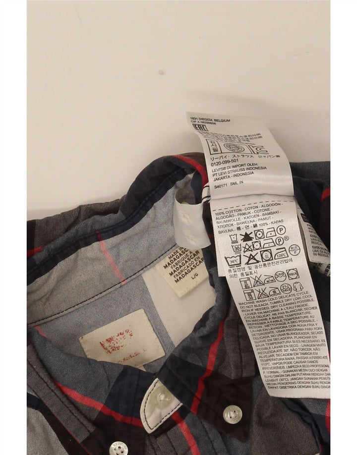 Мужская рубашка Levi's, большая темно-синяя клетчатая хлопковая рубашка