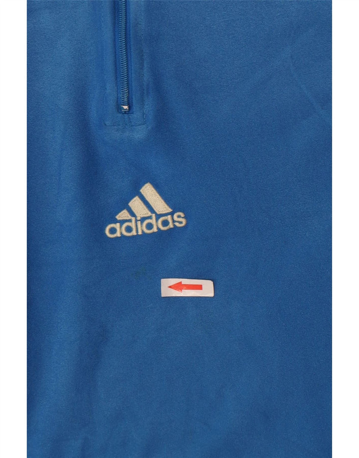 Женский топ свободного кроя Adidas с воротником на молнии и длинными рукавами, средний синий полиэстер