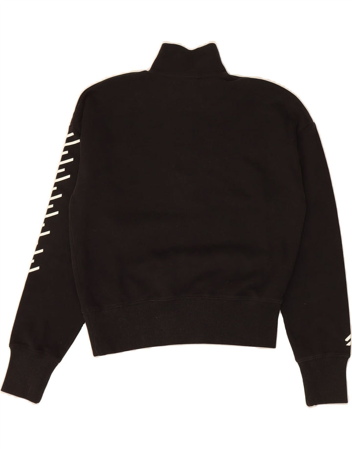 SUPERDRY Womens Oversized Crop Zip Neck Sweatshirt Jumper UK 8 Small Black Vintage Superdry and Second-Hand Superdry from Messina Hembry 