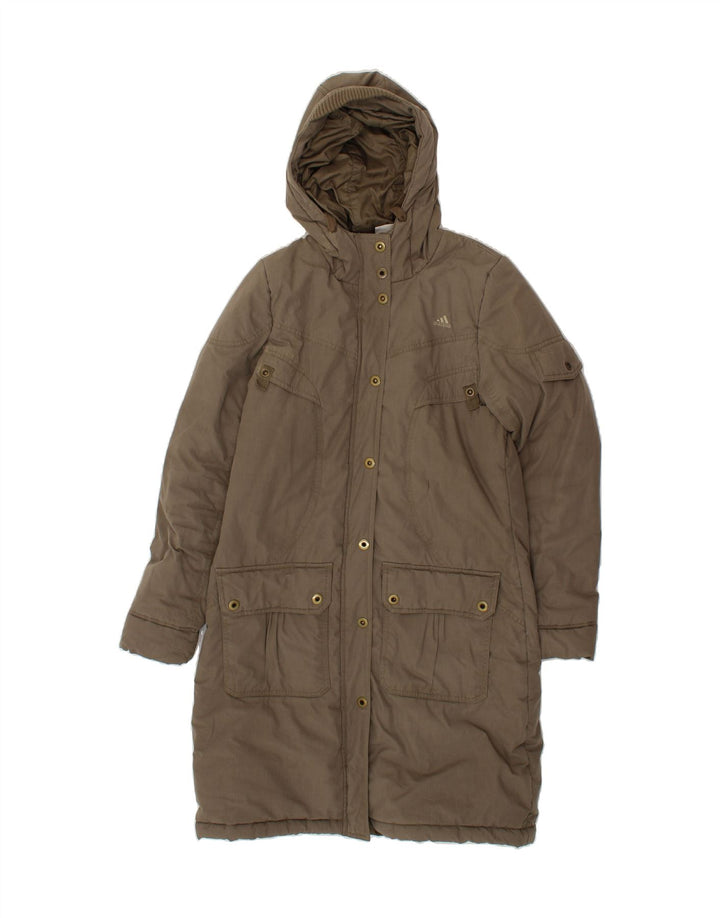 ADIDAS Womens Hooded Overcoat UK 12 Medium Grey Cotton Vintage Adidas and Second-Hand Adidas from Messina Hembry 