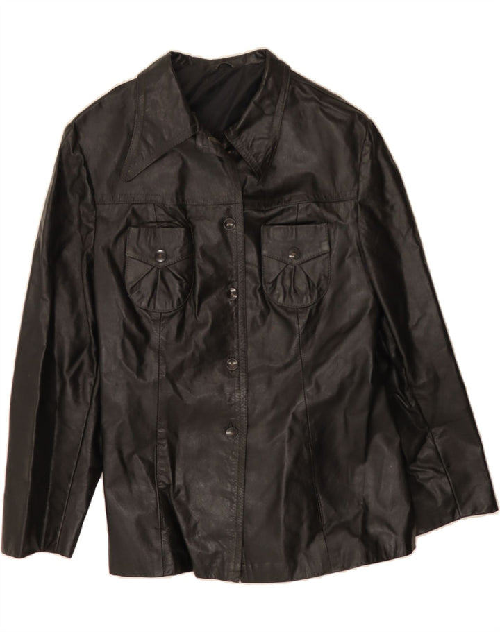 VINTAGE Womens Leather Jacket UK 14 Medium Black Vintage Vintage and Second-Hand Vintage from Messina Hembry 