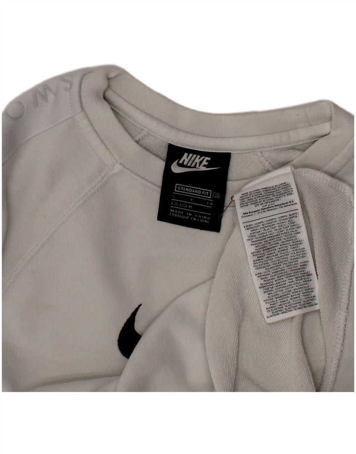 Джемпер стандартного кроя NIKE для мальчиков с логотипом Swoosh, 8–9 лет, маленький белый