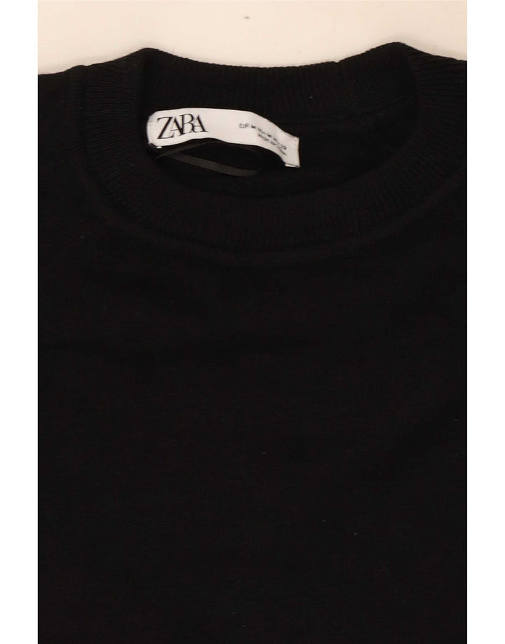 Женская укороченная блузка оверсайз Zara UK 14, средний черный
