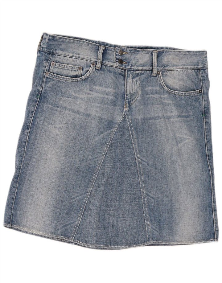 Женская джинсовая юбка Benetton W32, большая синяя, хлопок