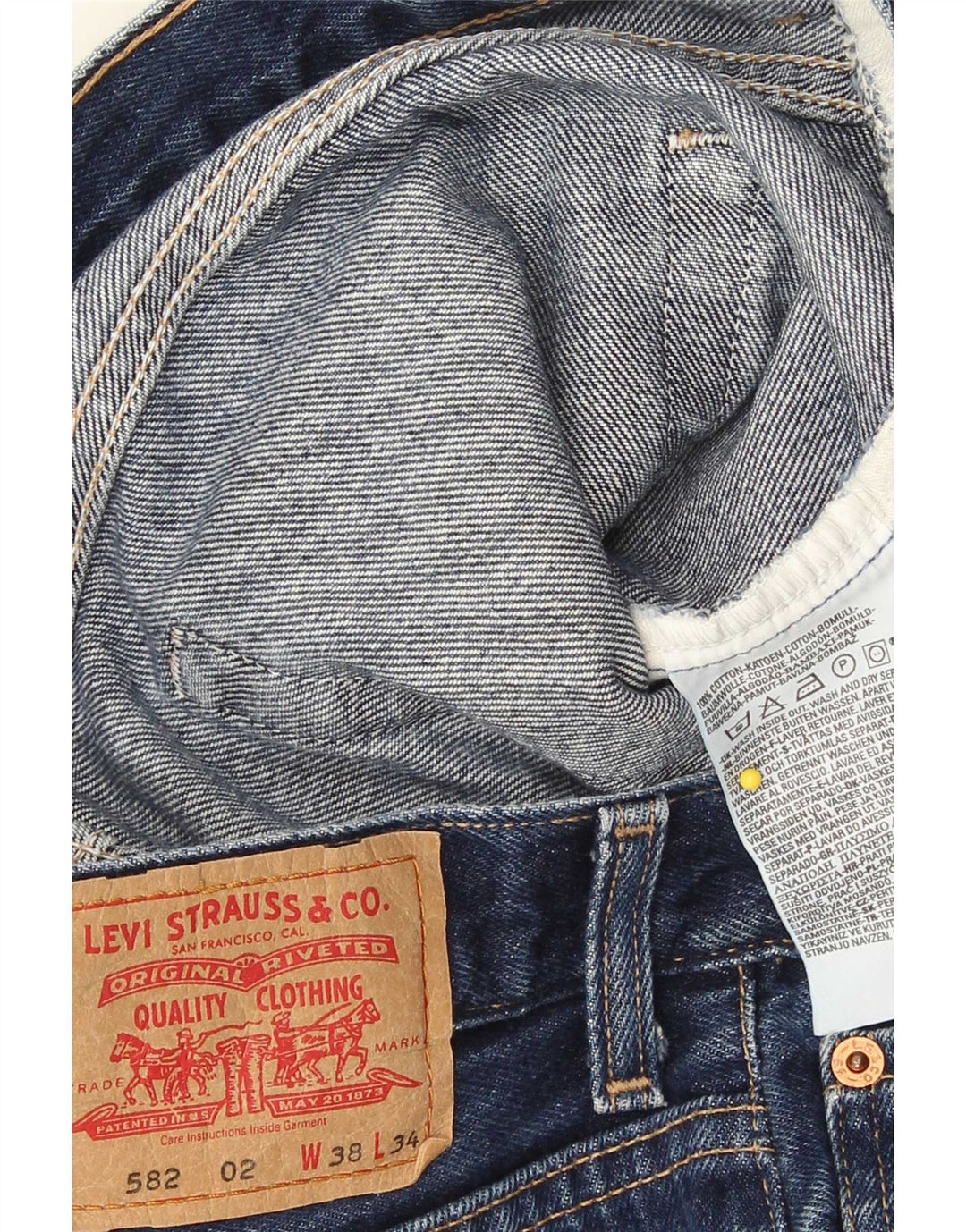 Мужские прямые джинсы Levi's 582 W38 L34 синие, хлопок