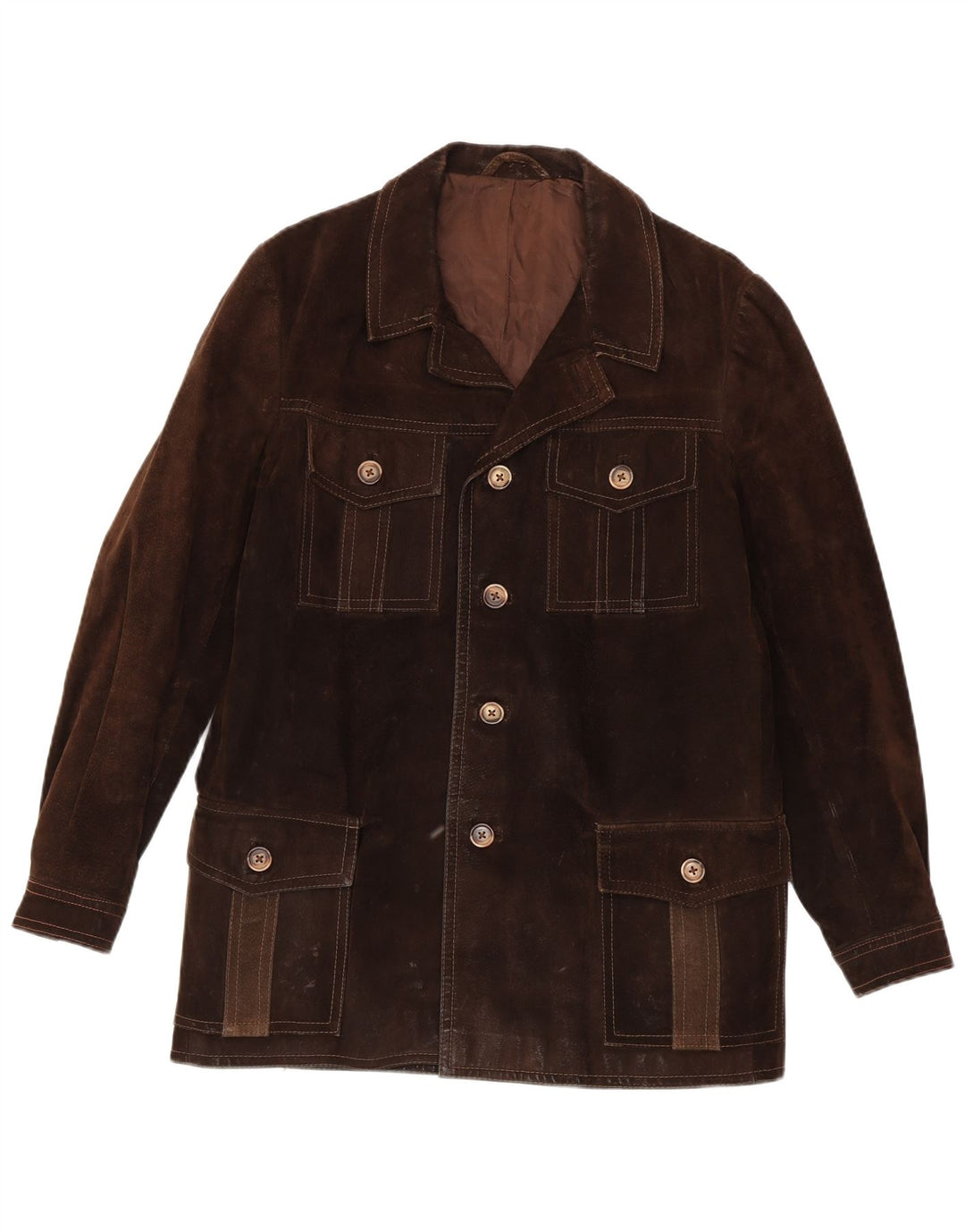 Винтажная мужская замшевая куртка UK 38, средний коричневый цвет