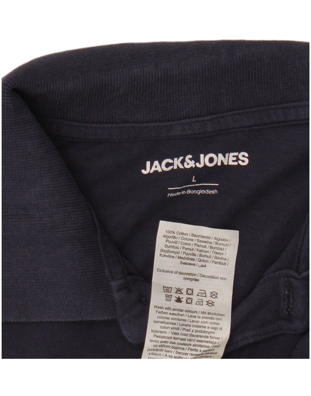 Мужская рубашка-поло Jack & Jones, темно-синяя, хлопковая