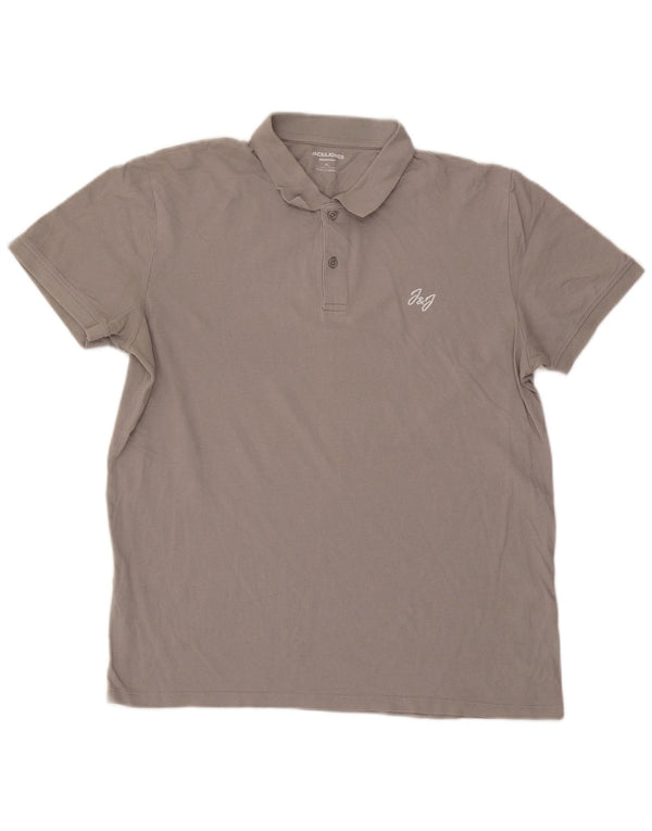 Мужская рубашка-поло Jack & Jones XL, серая, хлопок