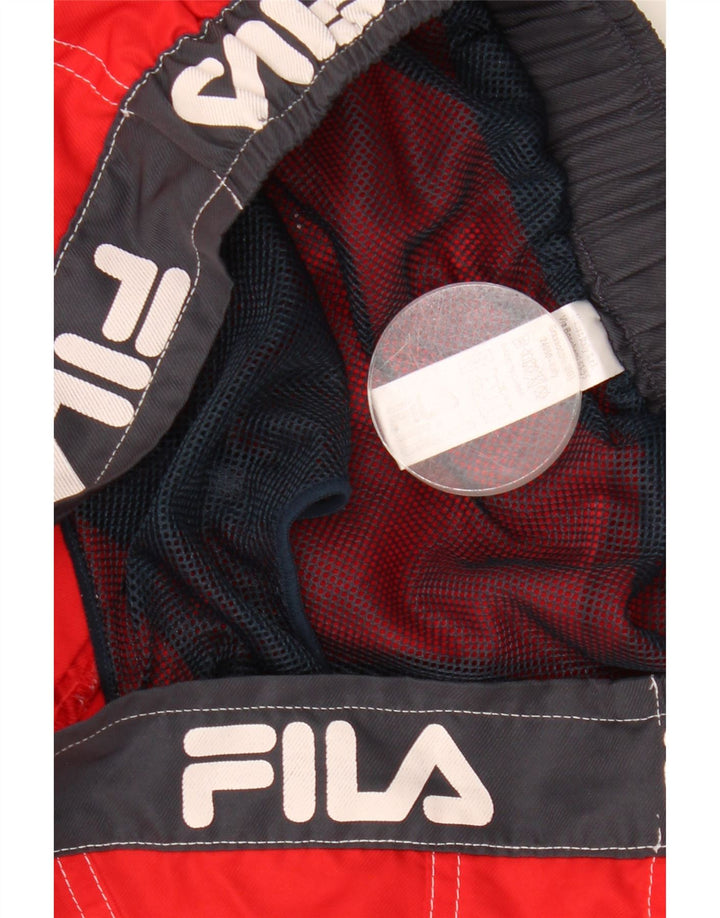 Мужские шорты для плавания FILA с рисунком, большие красные цветные блоки