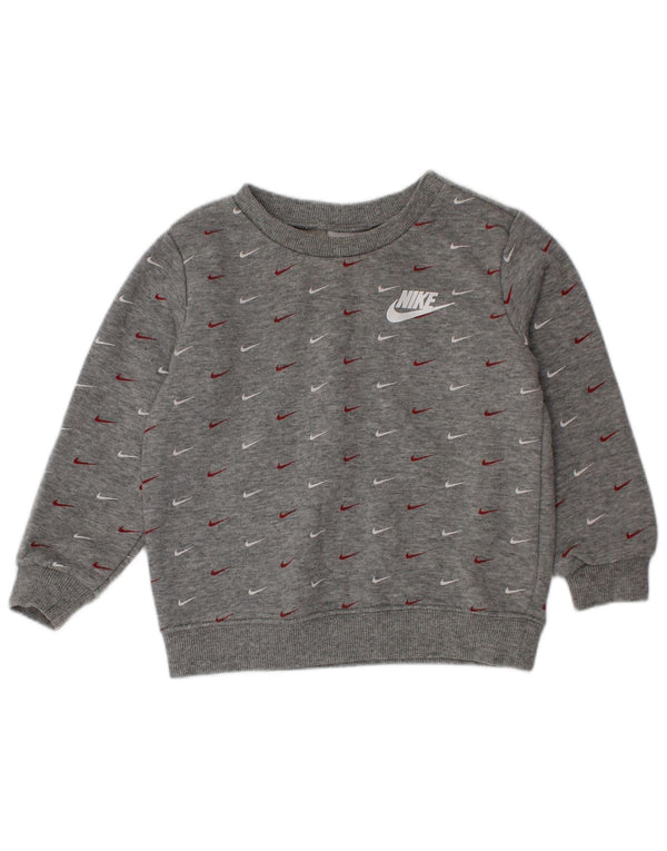 Джемпер с рисунком Nike для мальчиков 18–24 месяцев, серый хлопок
