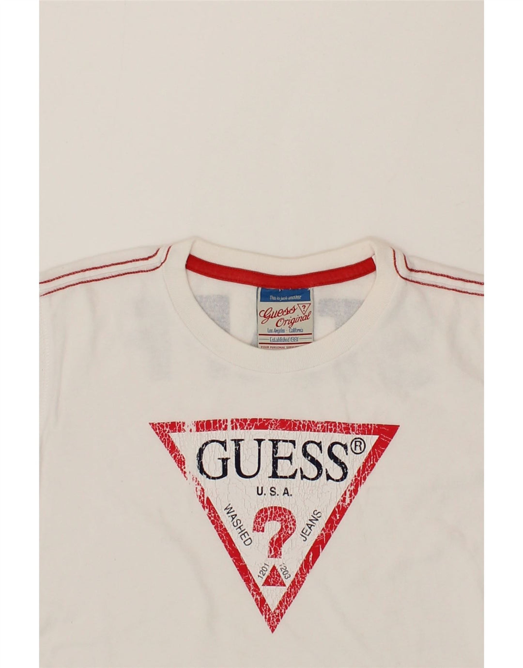 GUESS Boys Graphic T-Shirt Top 10-11 Years White Vintage Guess and Second-Hand Guess from Messina Hembry 
