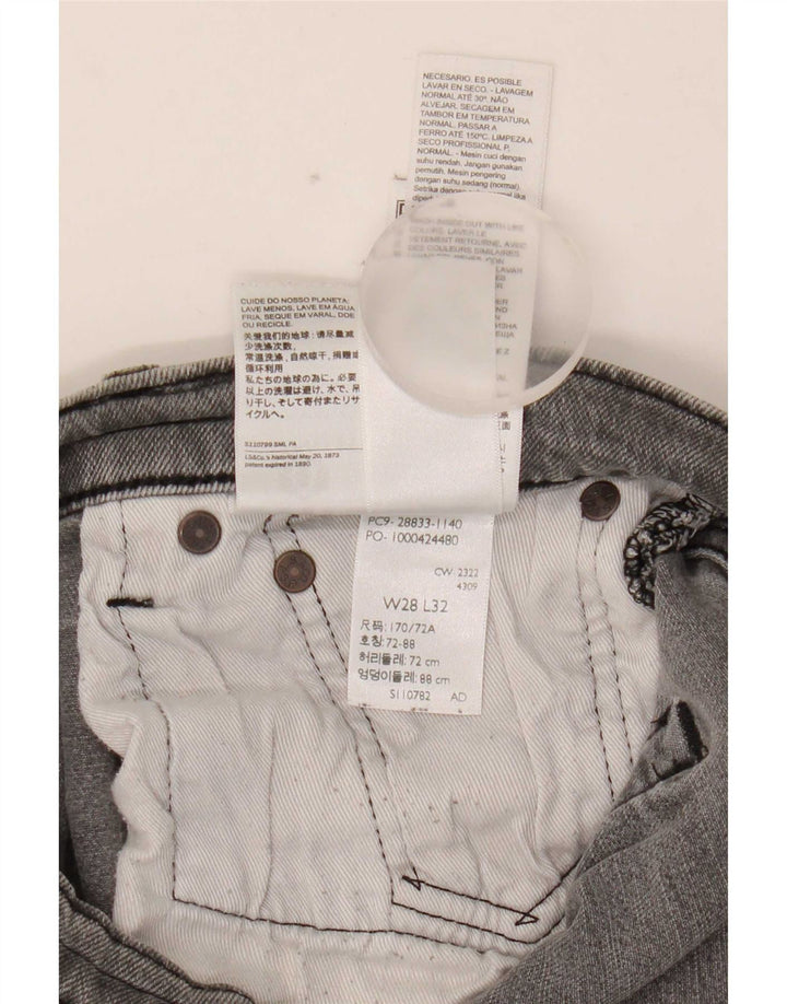 Мужские узкие джинсы Levi's W28 L32 Серые хлопковые