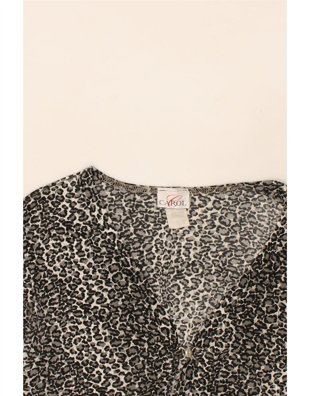 CAROL Womens Shirt Blouse UK 14 Large Grey Animal Print Polyester Vintage Carol and Second-Hand Carol from Messina Hembry 