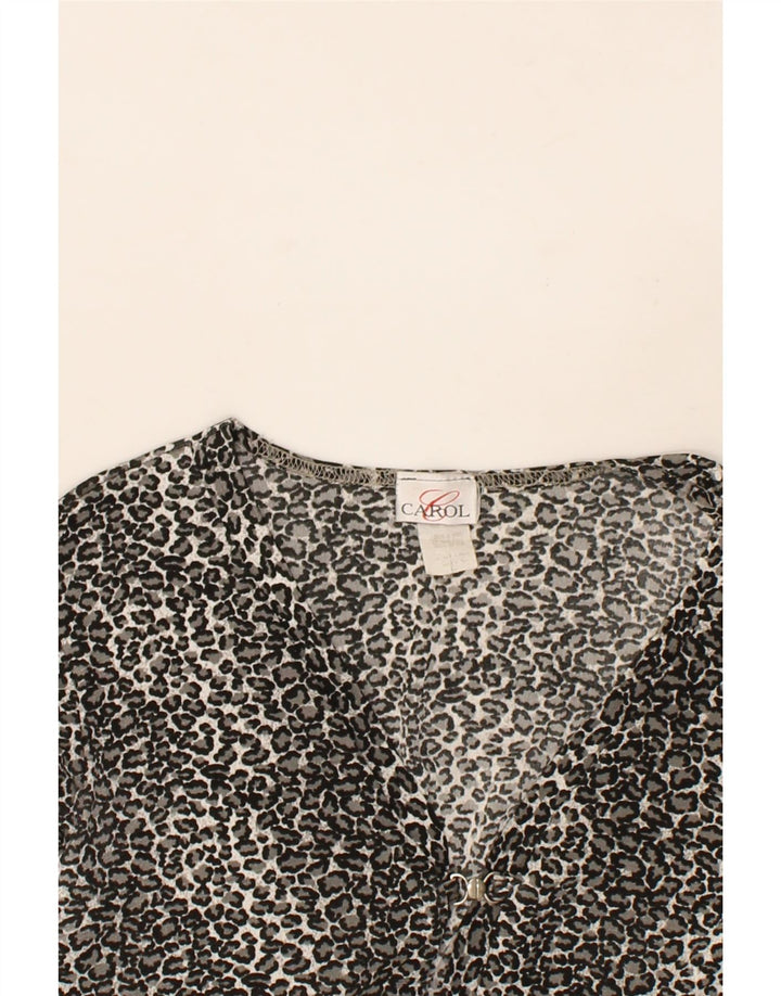CAROL Womens Shirt Blouse UK 14 Large Grey Animal Print Polyester Vintage Carol and Second-Hand Carol from Messina Hembry 