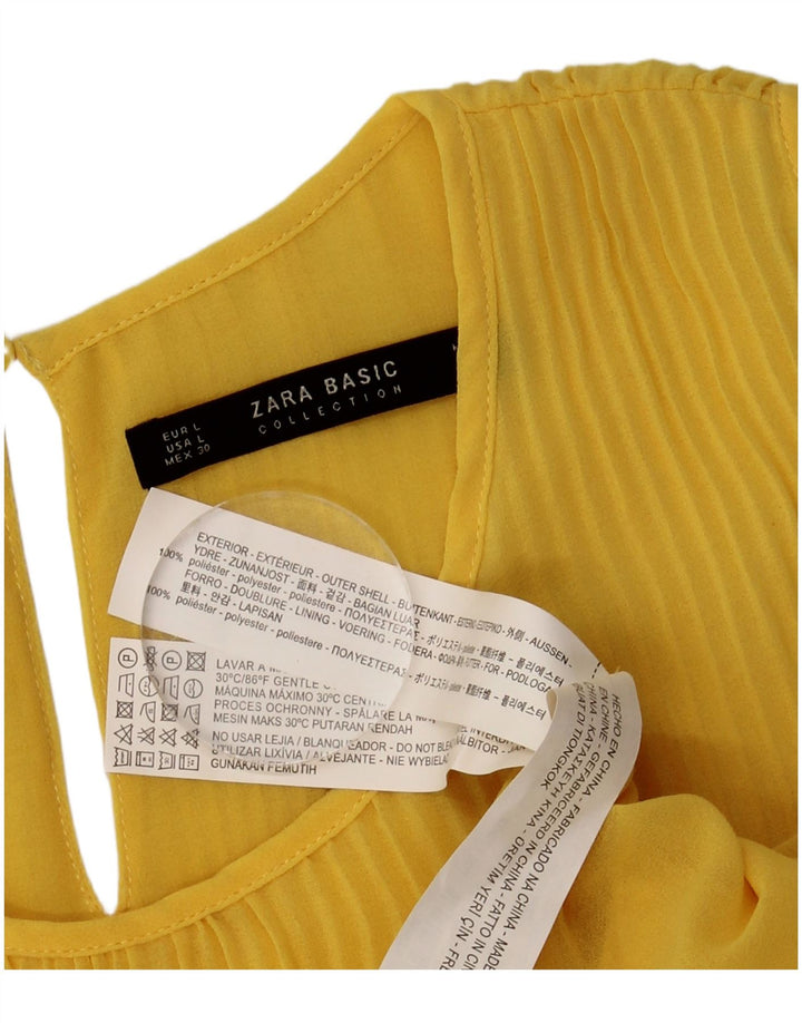 Женская блузка без рукавов Zara UK 16, большой желтый полиэстер