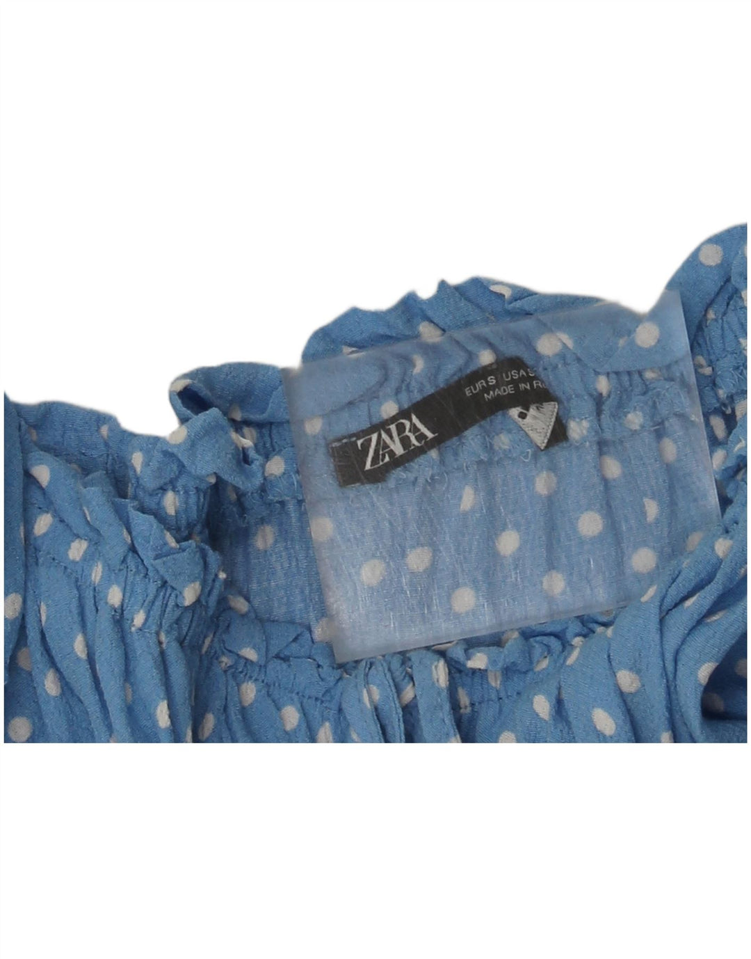 Женский сарафан с открытыми плечами Zara UK 8, маленький синий в горошек