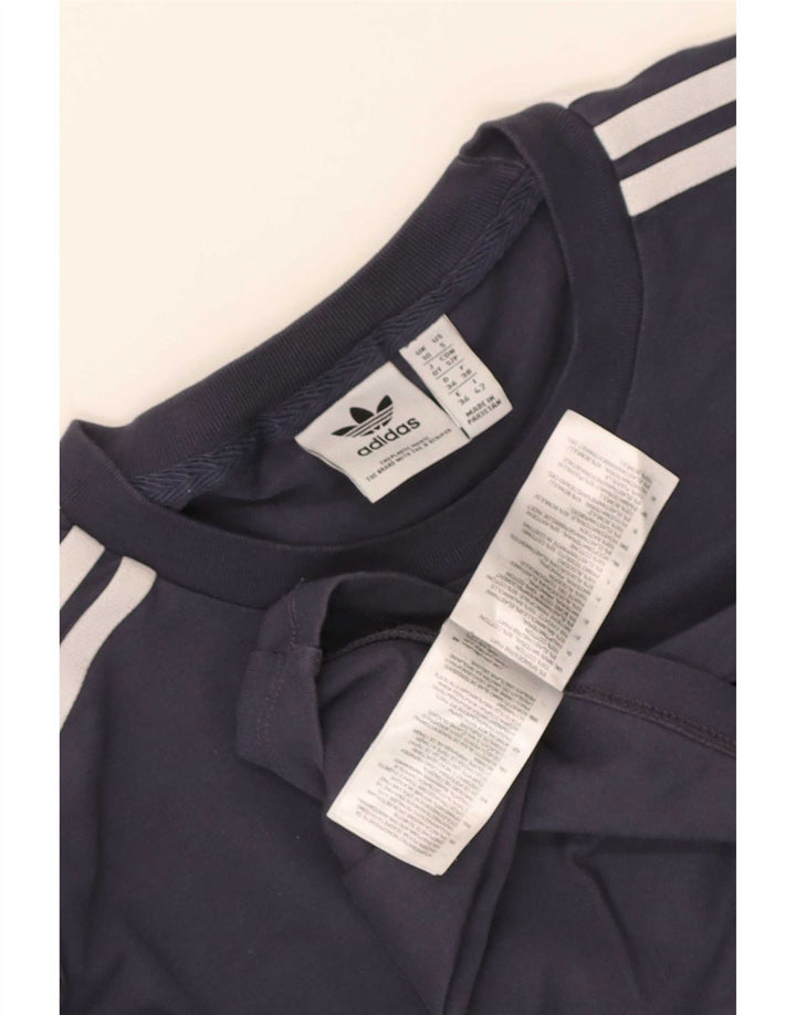 Женский топ Adidas с длинным рукавом UK 10, маленький темно-синий, хлопок