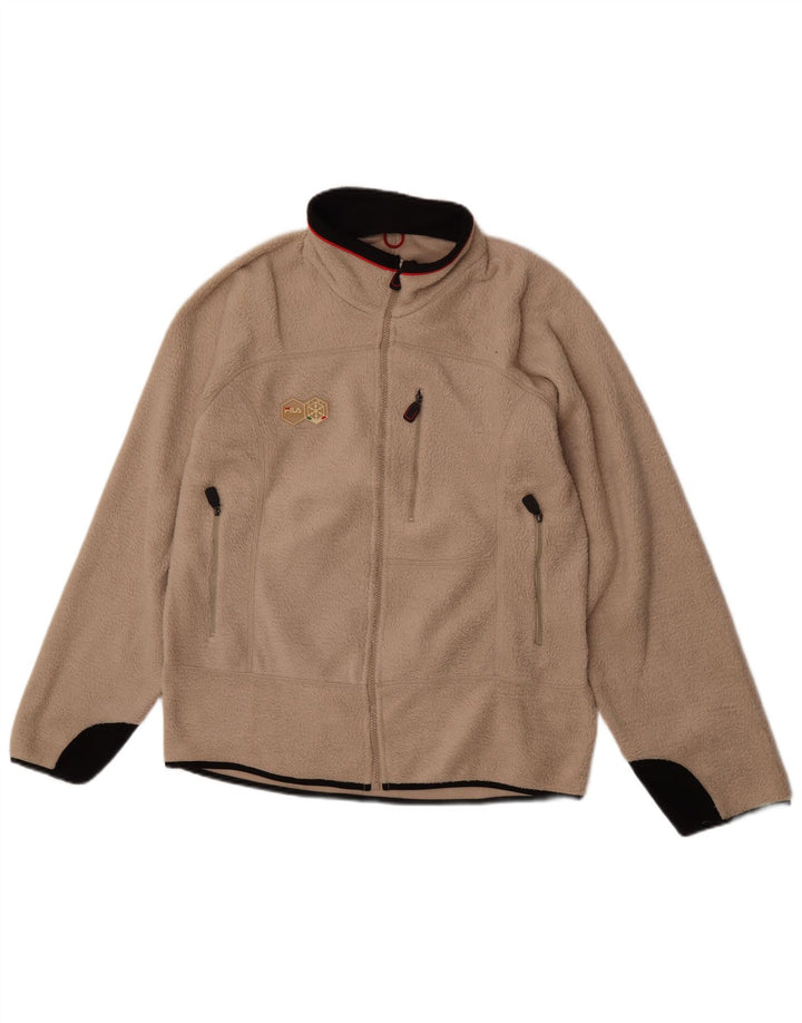 Мужская флисовая куртка Fila UK 40, большая, бежевая, полиэстер с цветными блоками