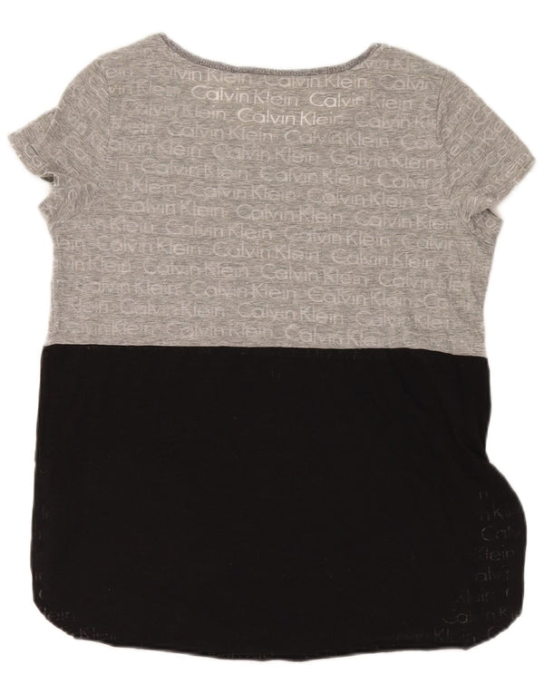 Женская футболка с рисунком Calvin Klein Jeans Top UK 14, средний серый цвет с цветными блоками