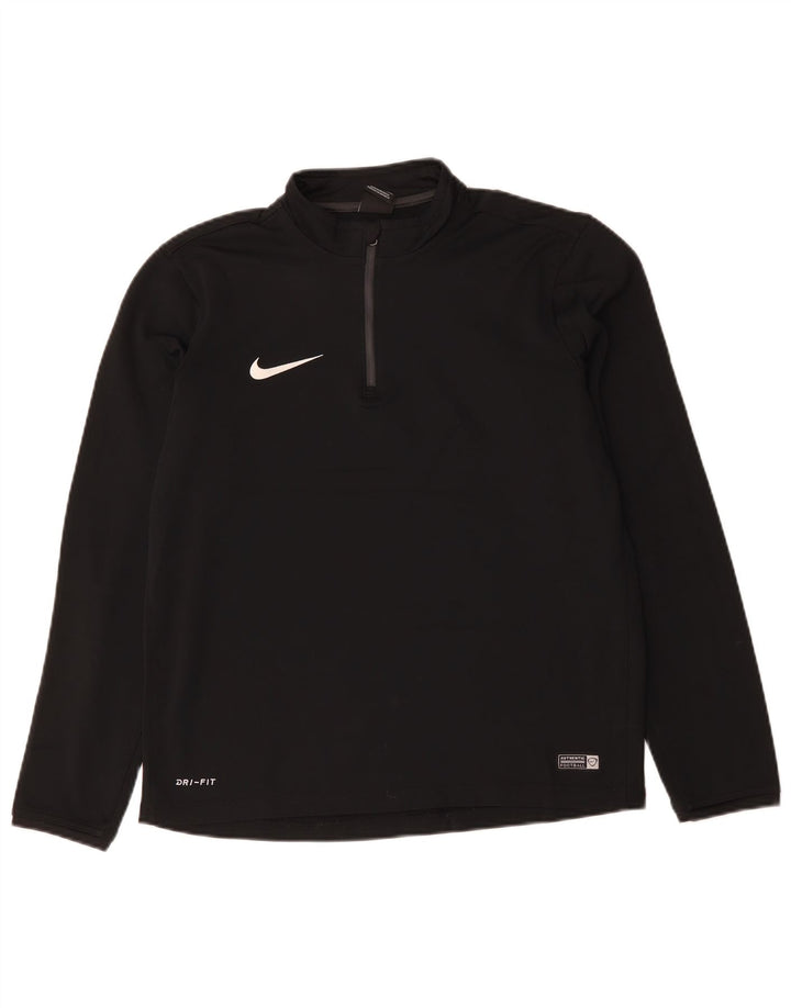 Мужской пуловер NIKE Dri Fit с воротником на молнии, спортивный костюм, средний черный полиэстер