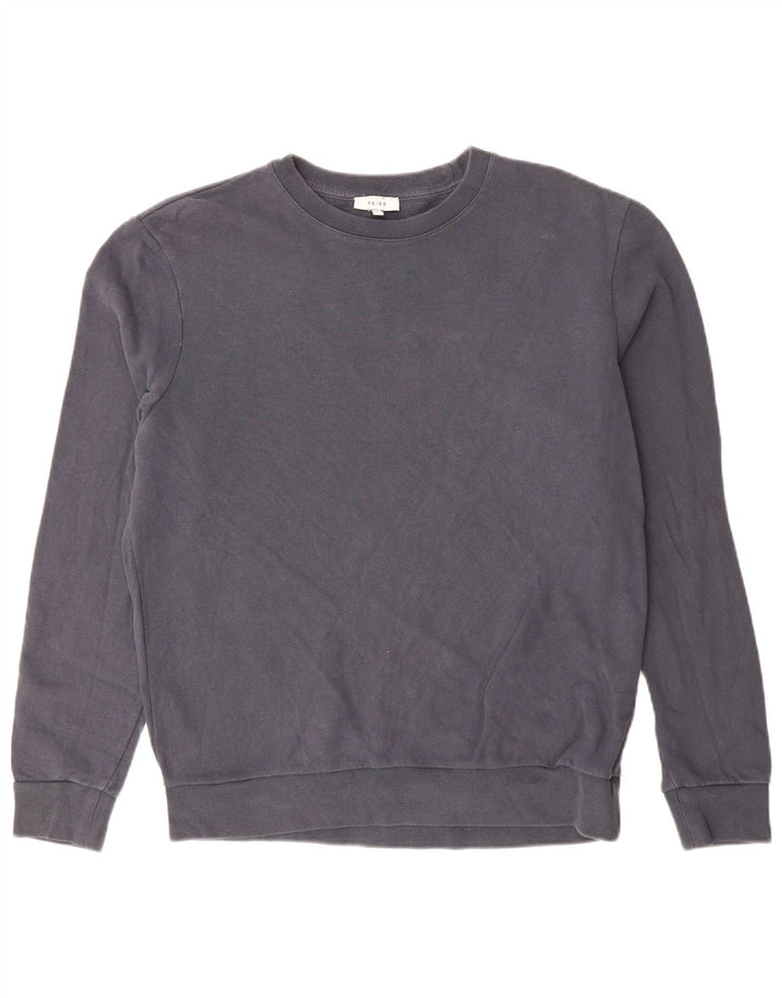 REISS Mens Sweatshirt Jumper Large Navy Blue Cotton