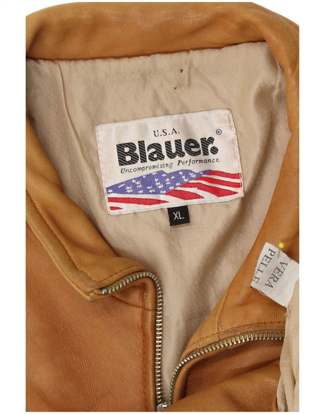 Женский кожаный бомбер Blauer UK 18 XL Коричневый кожаный