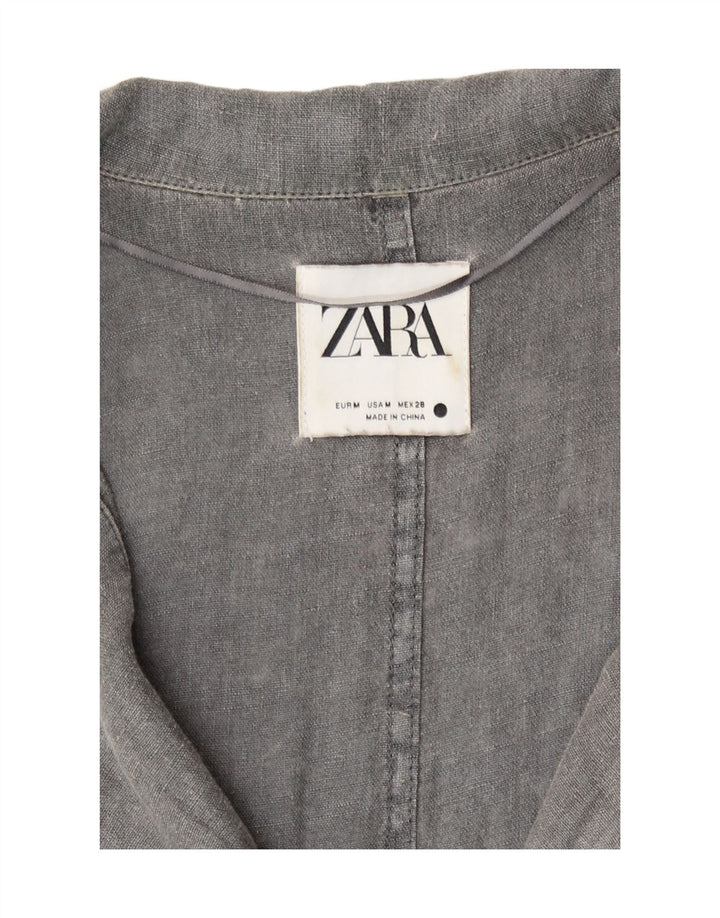 Женский комбинезон оверсайз Zara UK 14, льняной цвет среднего серого цвета