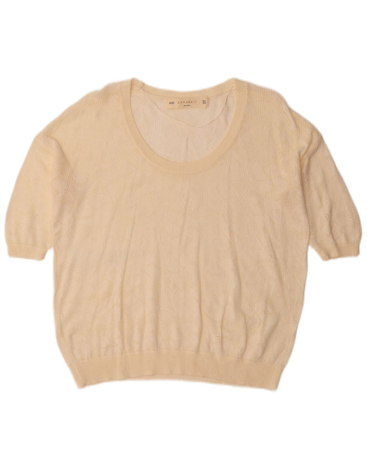 ZARA Womens Oversized Boat Neck Jumper Sweater UK 14 Medium Off White