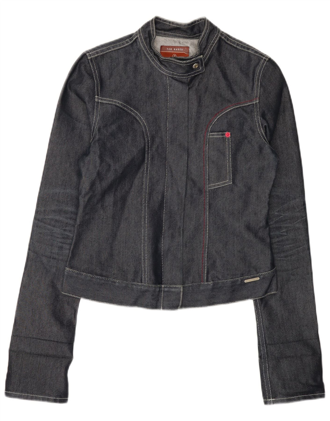 Женская укороченная джинсовая куртка TED BAKER, размер 2, маленькая, серая, хлопок