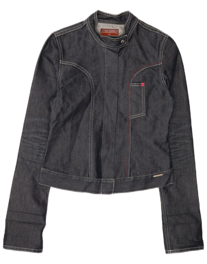 Женская укороченная джинсовая куртка TED BAKER, размер 2, маленькая, серая, хлопок