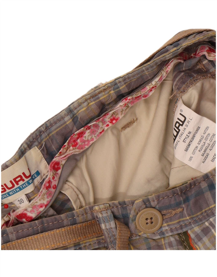 Мужские шорты чинос Guru W30, хлопковые, средние синие в клетку