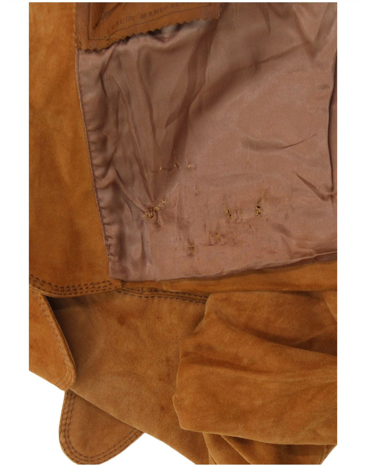 ВИНТАЖНЫЙ женский замшевый пиджак с 3 пуговицами, Великобритания, 8, маленький, бежевый замшевый