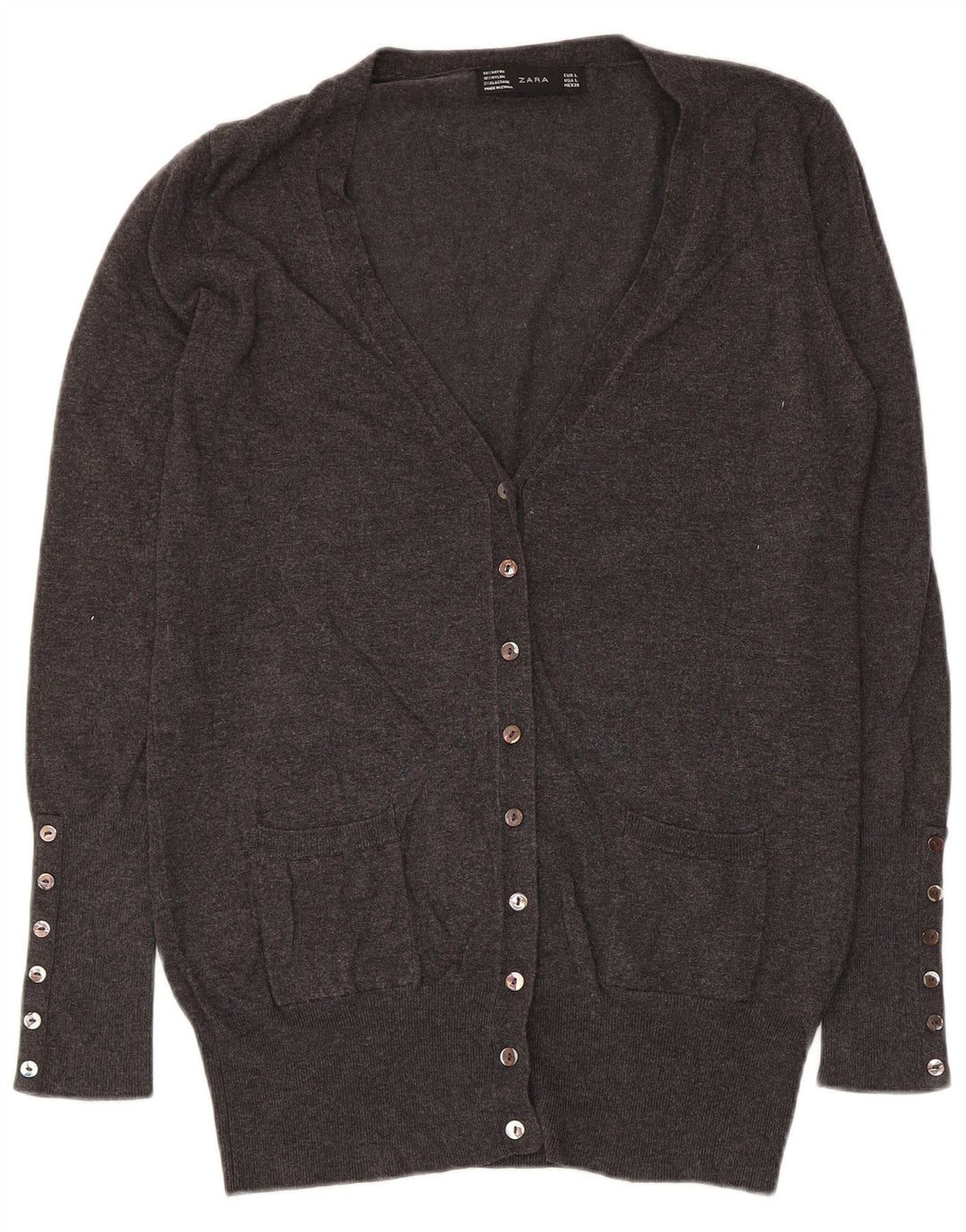 Женский кардиган Zara UK 14, большой серый вискоза