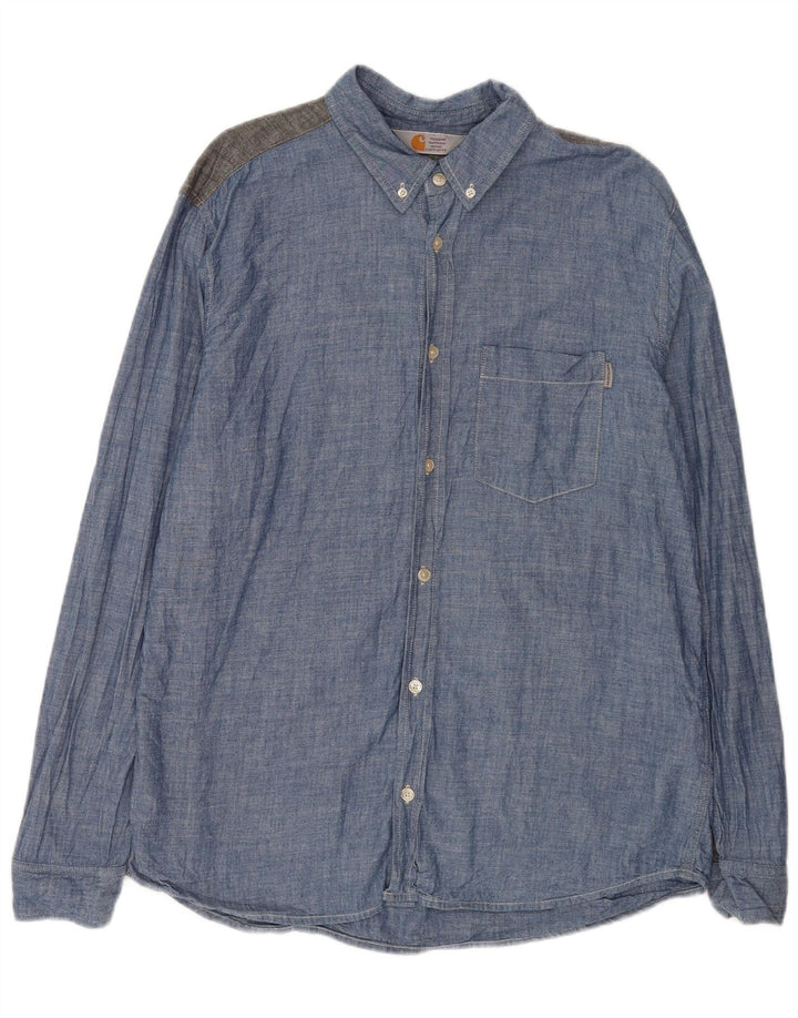 Мужская рубашка Carhartt XL, синяя, хлопок с цветными блоками