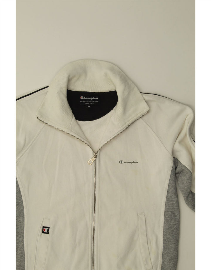 CHAMPION Womens Tracksuit Top Jacket UK 14 Medium White Colourblock Cotton Vintage Champion and Second-Hand Champion from Messina Hembry 