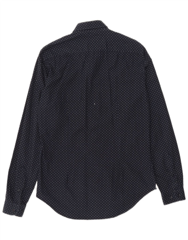 Мужская рубашка узкого кроя ZARA среднего размера, темно-синяя, с геометрическим рисунком