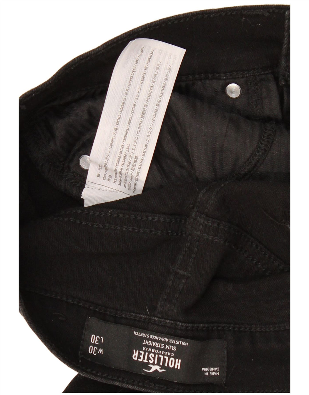 Женские узкие прямые джинсы Hollister W30 L30, черный хлопок