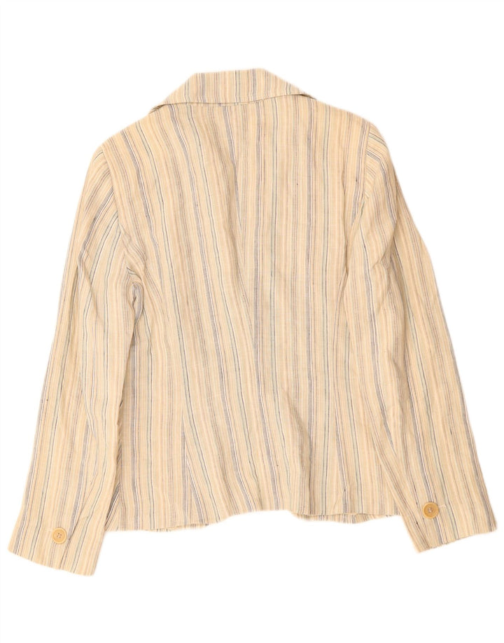 Женский пиджак MAX & CO. на 2 пуговицах, Великобритания, 16, большая льняная полоска бежевого цвета