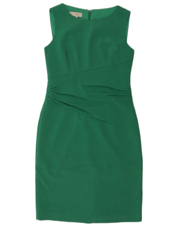 HOBBS Womens Sleeveless Sheath Dress UK 10 Small Green Triacetate