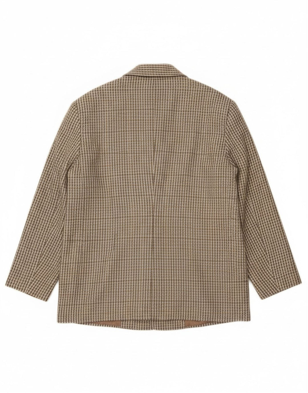 Винтажный женский пиджак на 2 пуговицах IT 46, большой цвет хаки, шерсть в мелкую клетку