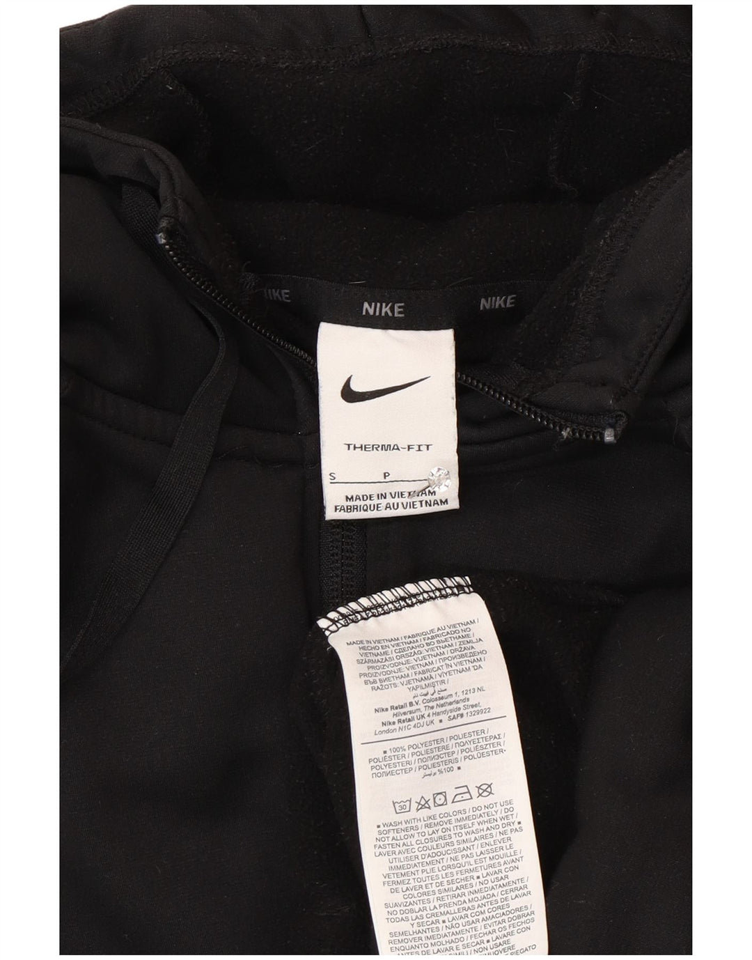 Мужской свитер с капюшоном на молнии Nike Therma-Fit, маленький черный, полиэстер
