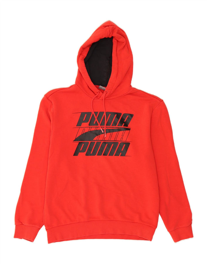 PUMA Mens Graphic Hoodie Jumper Small Red Cotton Vintage Puma and Second-Hand Puma from Messina Hembry 