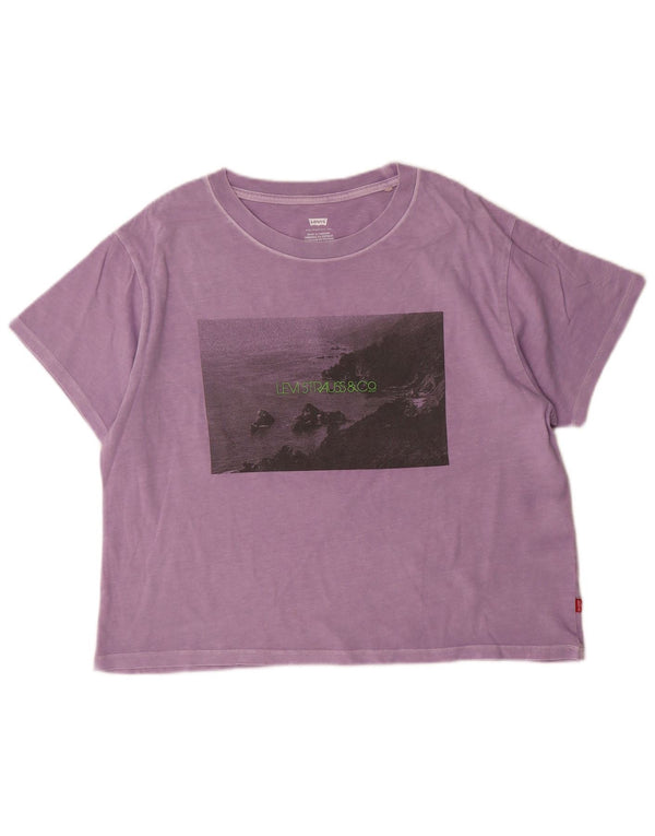 Женская футболка оверсайз с рисунком Levi's Top UK 10 Small Purple Cotton
