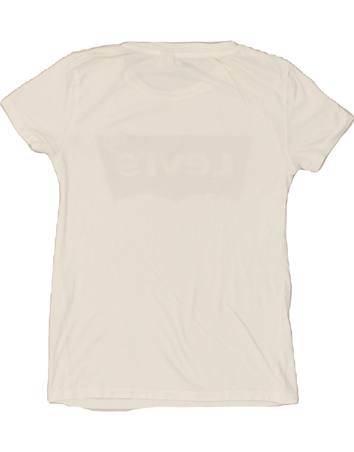 LEVI'S Womens Graphic T-Shirt Top UK 6 XS White | Vintage Levi's | Thrift | Second-Hand Levi's | Used Clothing | Messina Hembry 