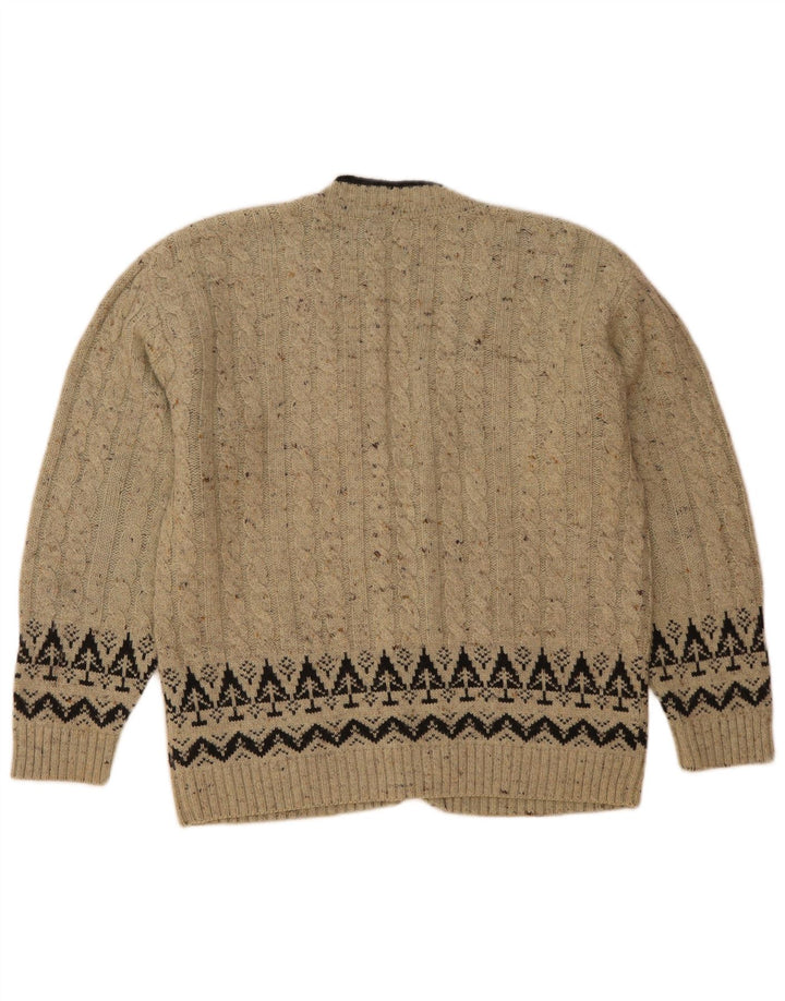Винтажный мужской свитер-кардиган IT 50, средний серый цвет, шерсть Fair Isle