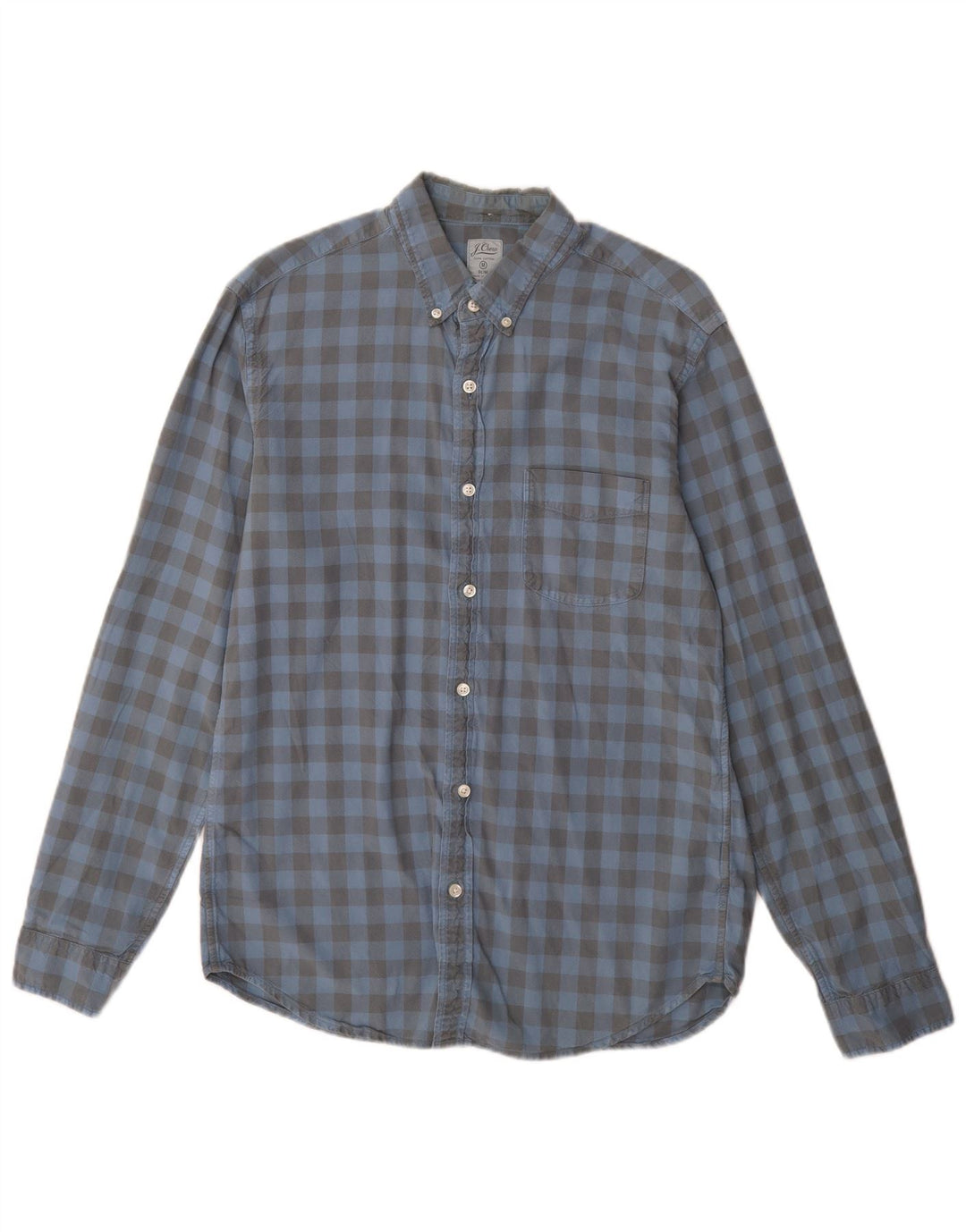 Мужская узкая рубашка J. CREW, хлопковая клетка среднего синего цвета